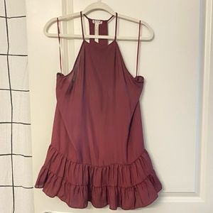 Free People Intimately Burgundy Ruffle Flowy Top